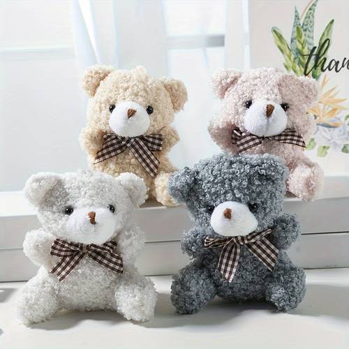 5pcs adorable mini bear plush toys kawaii cartoon soft stuffed animal plush toys adorable bear plush cute home decor holiday halloween christmas and birthday popular gifts for