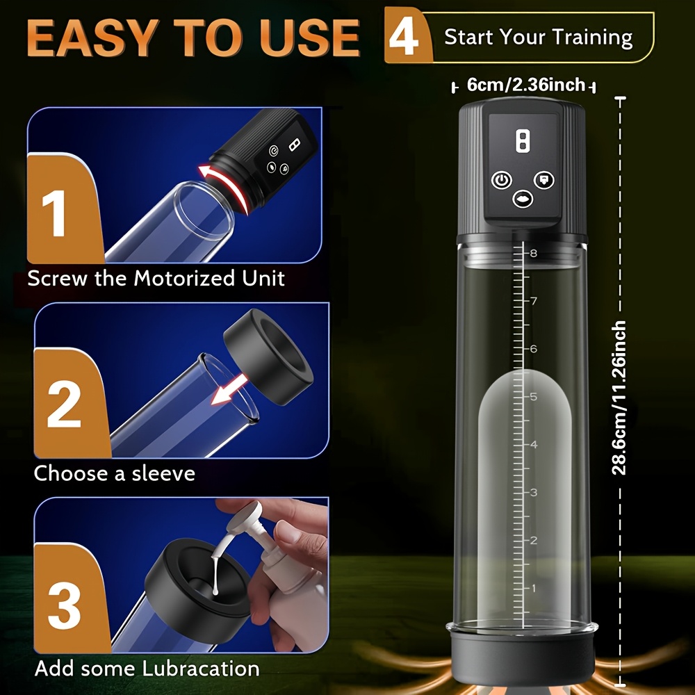 LEALUXES Automatic Male Penis Masturbator with 9 Suction Settings & 9 Masturbation Modes - USB-Powered, Rechargeable Lithium Battery, 19.81cm, Ergonomic Design for Male Penis Training