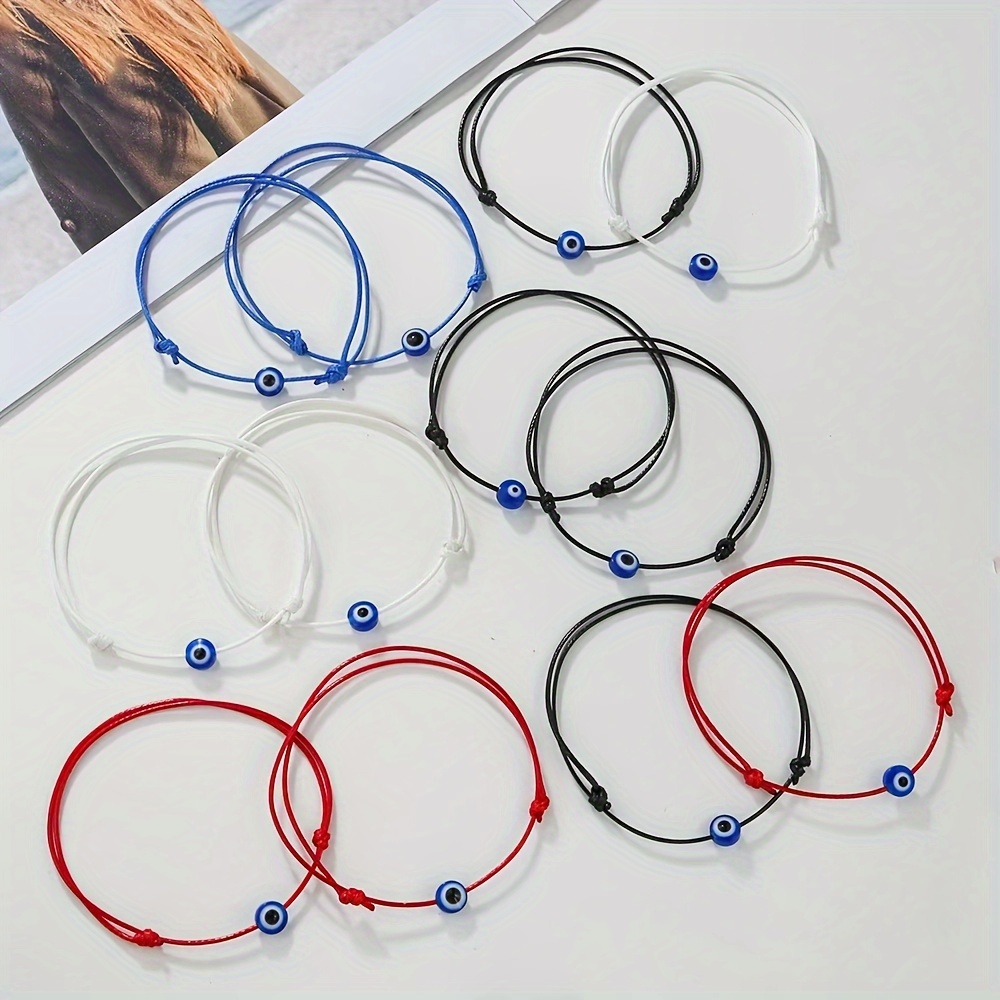 Vintage Evil Eye Bracelet Set - Hand Woven Rope Accessories