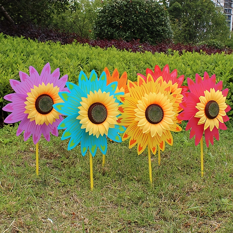 

1pc, Colorful Pvc Sunflower Windmill, Garden Wind Turbine, Festive Lawn & Party Outdoor Decor, Home Decor, Holiday Supplies