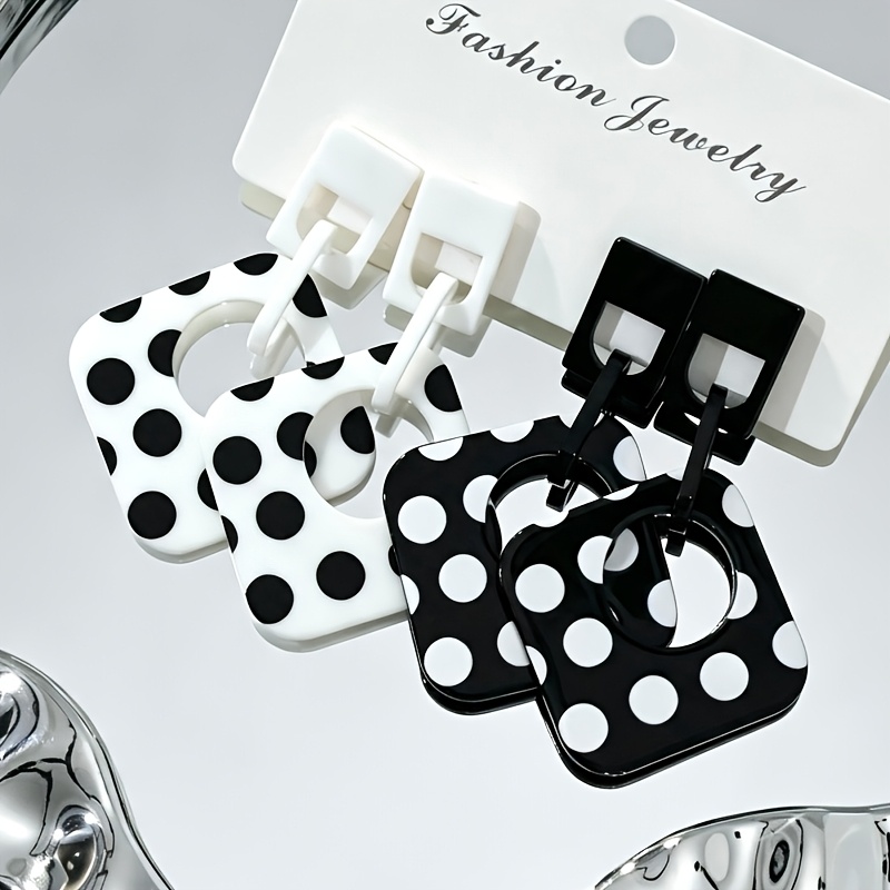2 Pairs Elegant Rhombus Polka Dot Earrings Set