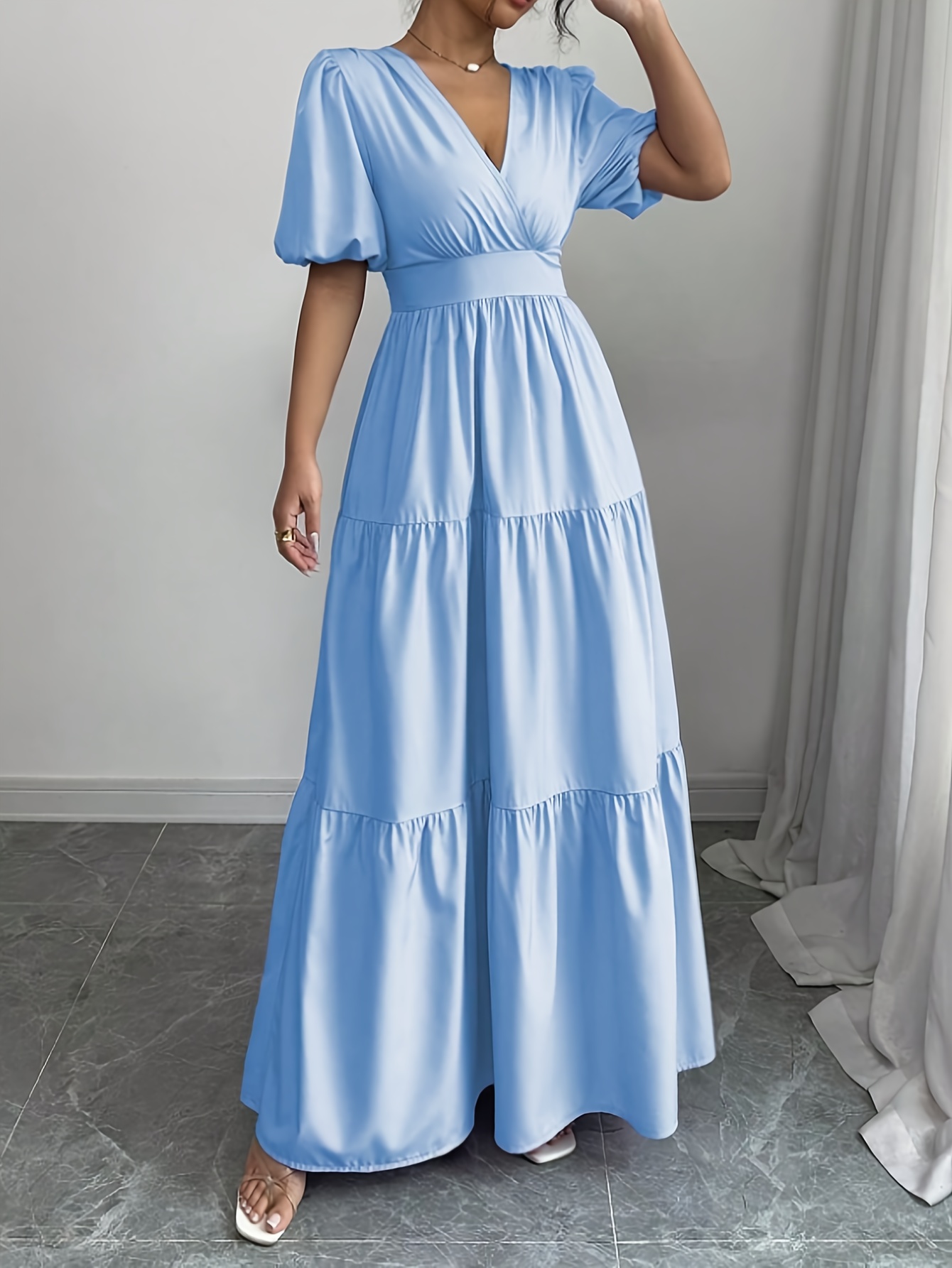 bell sleeve flowy dress Boho Lace and Chiffon Wedding Dress with Removable Bell Sleeves 12 main image 1