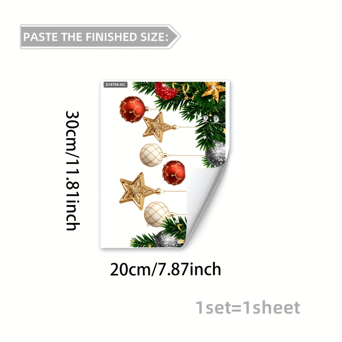 1pc Static Cling Christmas Tree Sticker - Static (no Glue) - Red & Golden Glossy Pvc Decal Suitable For Windows, Walls, Doors - Easy & Stick Holiday Decoration For, Parties, Surfaces
