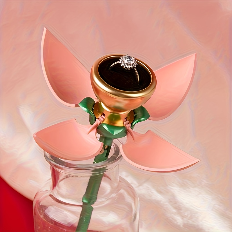 gift for her him 1pc random new style automatic opening rose flower jewelry box jewelry packaging storage box ring and pendant jewelry case