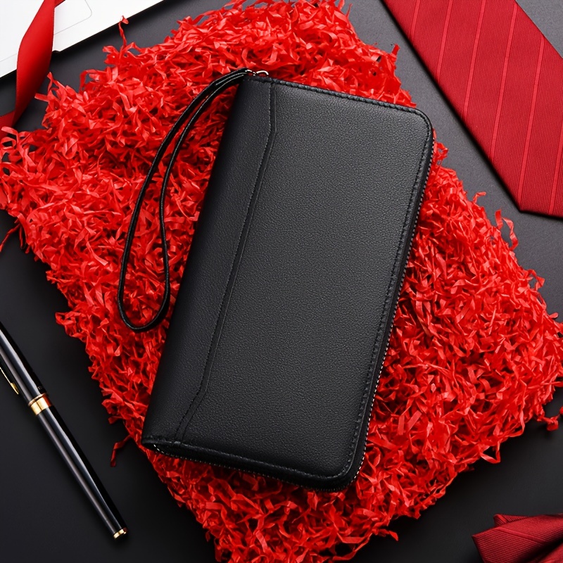 Image of Men's Business Long Handbag With For Cards, Portable Lightweight Clutch Bag For Daily , Phone Cards Keys Purse Bag