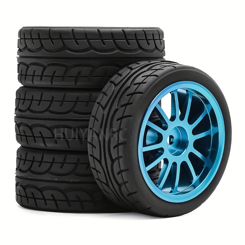 Pxyelec 4 Stuks Zwart 1/10 Schaal Off Road Auto RC Banden Wielen met 5 Spaken voor HSP HPI Racing Auto
