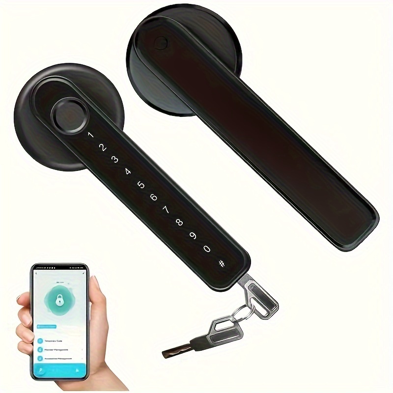 

Fingerprint Door Lock, Smart Fingerprint Door Handle, Biometric Door Lock With App Control And Key, Fingerprint Door Lock For Bedroom, Front Door, House, Apartment, Office And Garage, Black