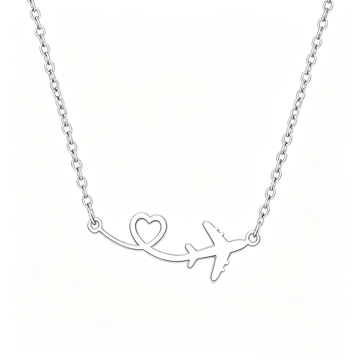 TEMU Collana con ciondolo a forma di cuore per in acciaio inossidabile 304 a bassa sensibilit�, collana a forma di percorso di volo a cuore, adatta