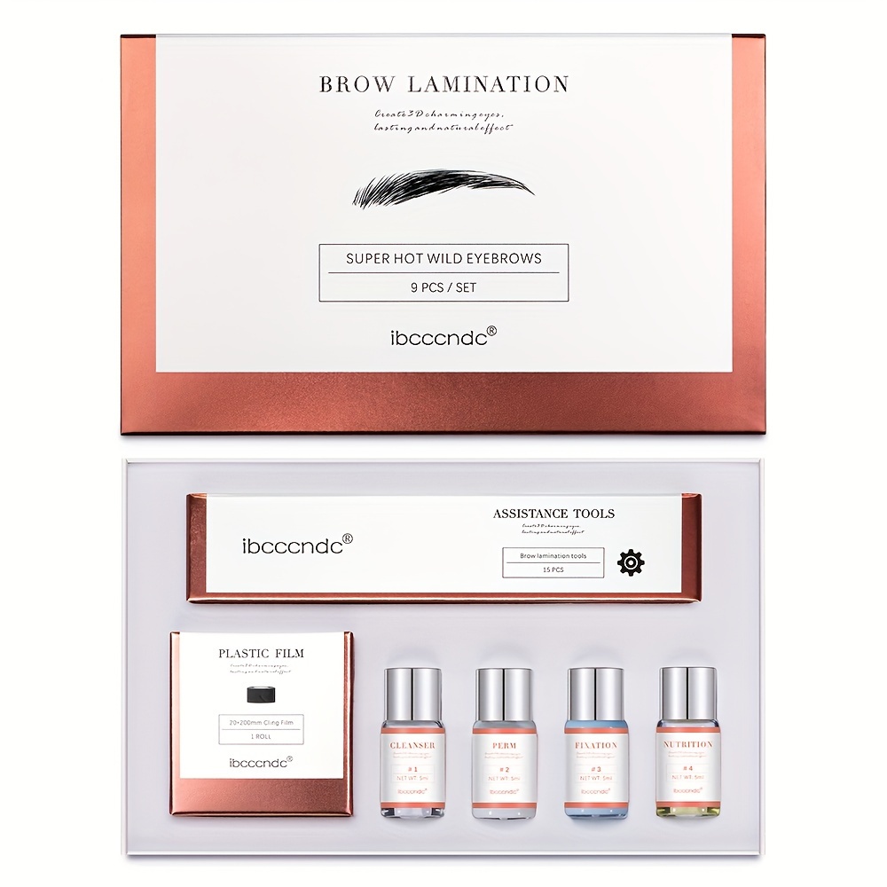 Image of Ibcccndc Eyebrow Lamination Kit - Contains Cleanser, Perm, Fixation, Nutrition, Plastic Film, And Assistance Tools, Fast-acting Brow Styler For Wild, Natural Look