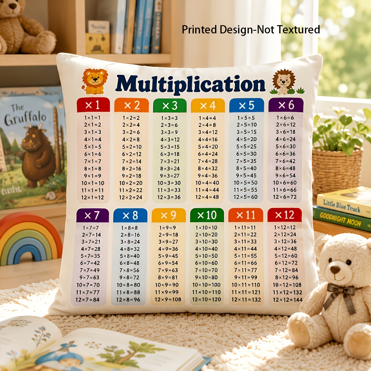 TEMU Design Imprimé - Multiplication Numérique Colorée Non Texturée Éducation Précoce 1 Taie d'Oreiller avec Fermeture Éclair, Convient pour Canapé,