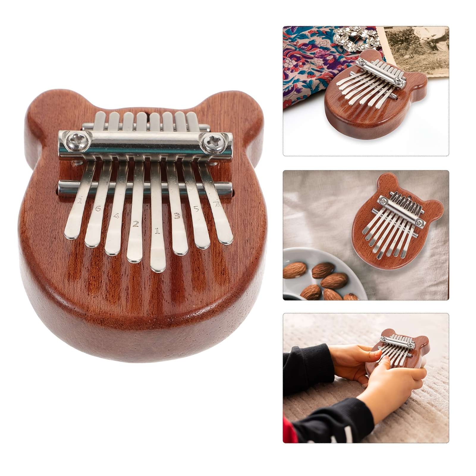 E-shop 8-Tasten Mini Kalimba | Hochwertige Holz-Musikbox aus Massivholz | Mit Trageschlaufe, geeignet für Schulranzen, Schlüsselanhänger usw. –