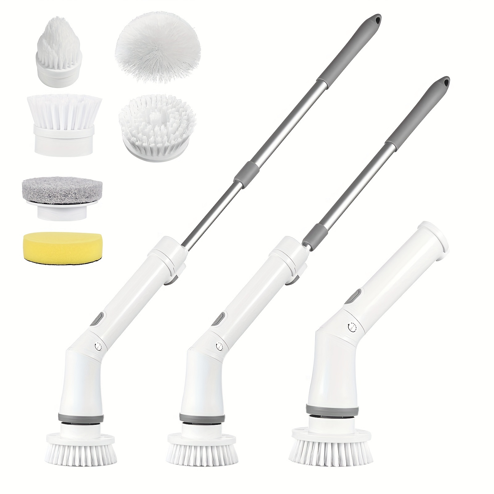 1set electric cleaning brush rotating floor cleaner electric rotating cleaner 6 replaceable brush heads and adjustable telescopic handle 360 wireless cleaning brush for bathrooms bathtubs and tiles usb c charging cable rotating cleaning brush details 10