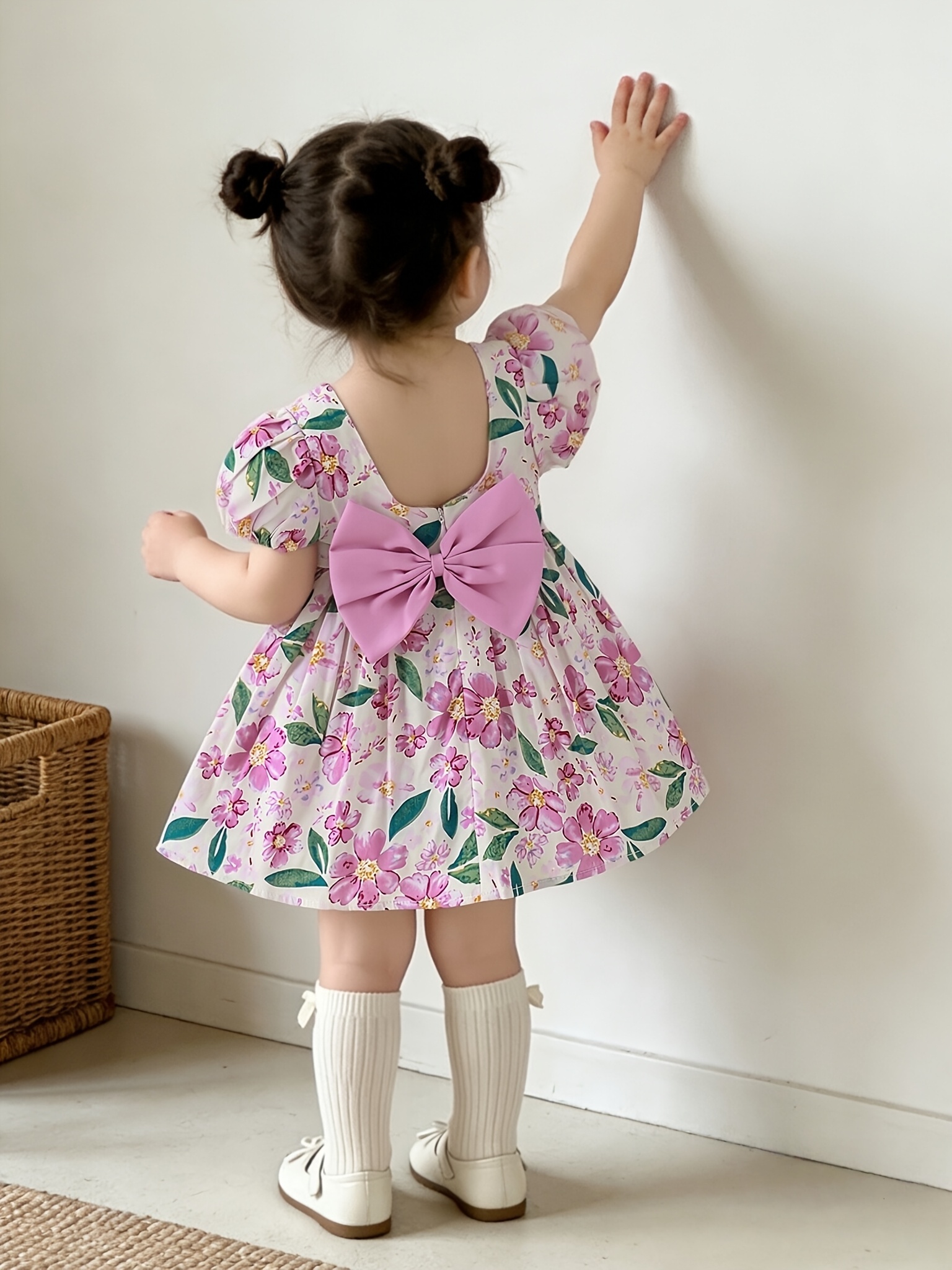 fall floral dress toddler girl Fable Flower Girl Dress Soft White main image 0