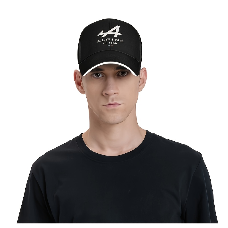 

Alpine F1 Men's Baseball Cap - Lightweight, 100% Polyester, Sporty Black With White , Hand-washable - Ideal For Casual & Outdoor Wear