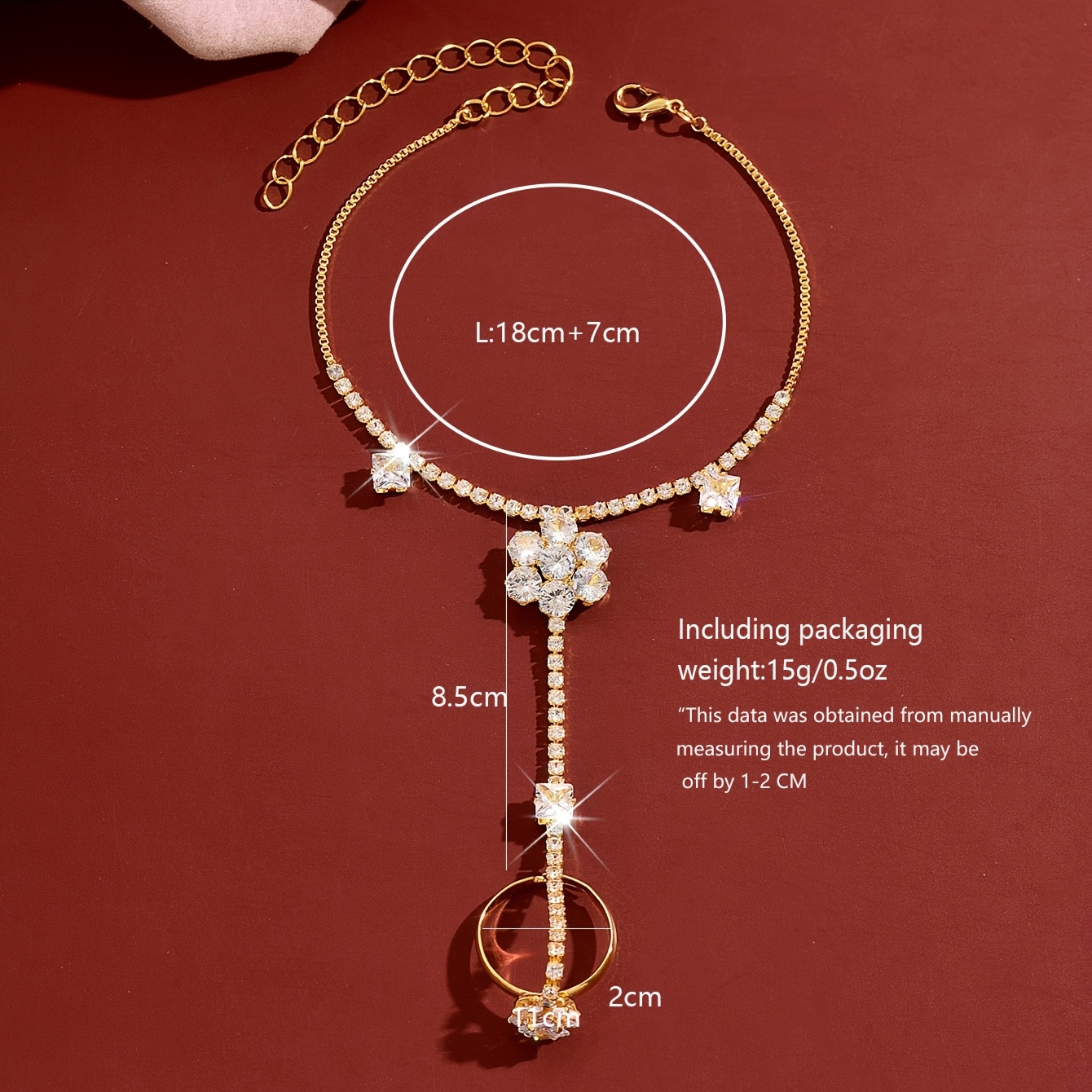 Women's Retro Floral Rhinestone Wrist Chain, Elegant Party Accessory