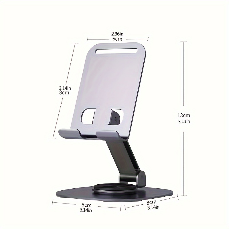 TEMU Soporte Metálico Giratorio para Teléfono Móvil, Plegable y Portátil Multifuncional, Base de Soporte de Escritorio Perezosa Pequeña y Portátil,
