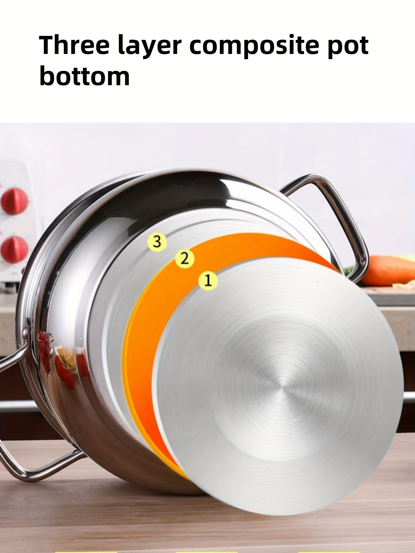 stainless steel double layer soup pot with curved handle thick multi functional cooker for home kitchens details 3