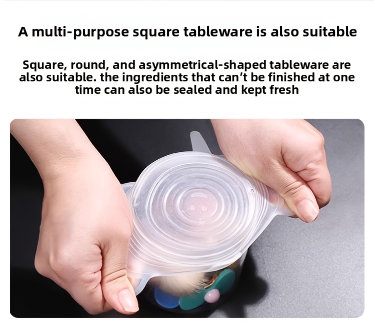 Juego de 6 tapas elásticas de silicona, cubiertas reutilizables y resistentes para tazones de almacenamiento de alimentos, seguras para usar en lavavajillas y refrigeradores, aptas para varios contenedores en 6 tamaños