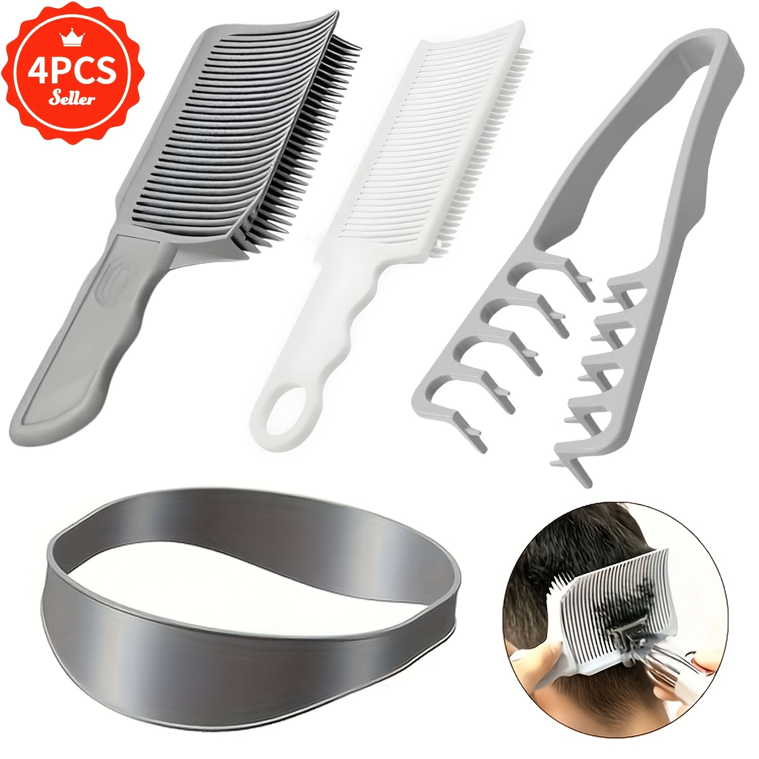 Fade Combs, 4pcs Self Haircut Kit For Men Professional Barber Positioning Combs, Hair Cutting Guide Tools For Home & Salon Use