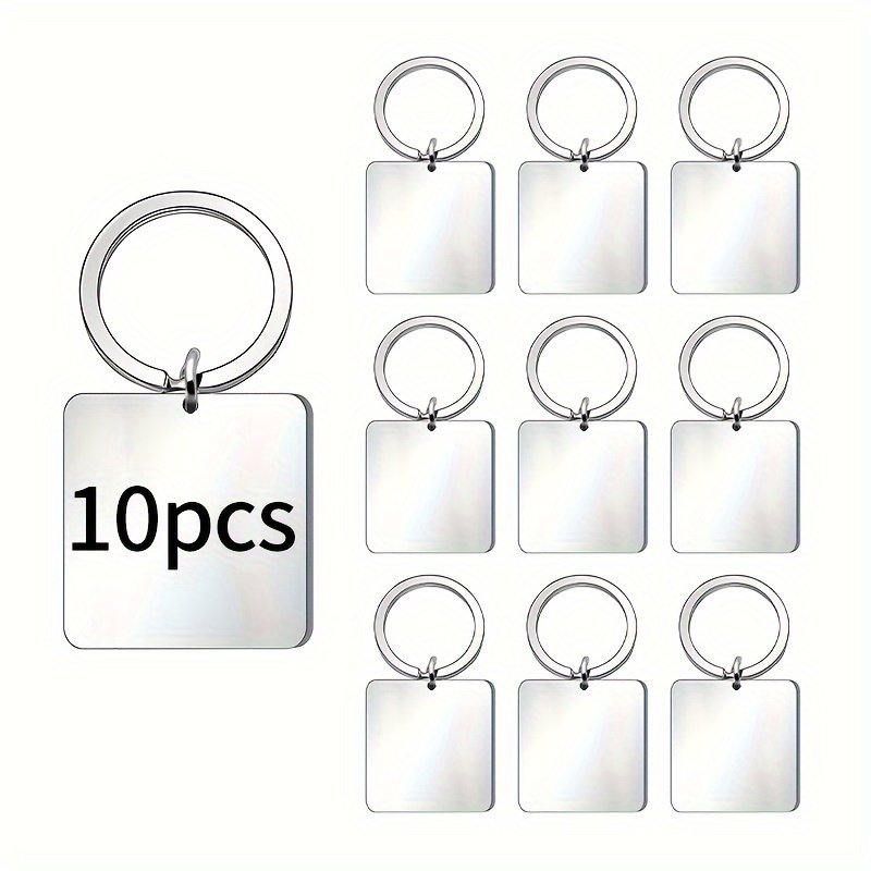 TEMU A Set Of 10pcs Laser Blank Double-sided Glossy Stainless Steel Tag Key Chain Label Handmade Laser Engraving Crafts