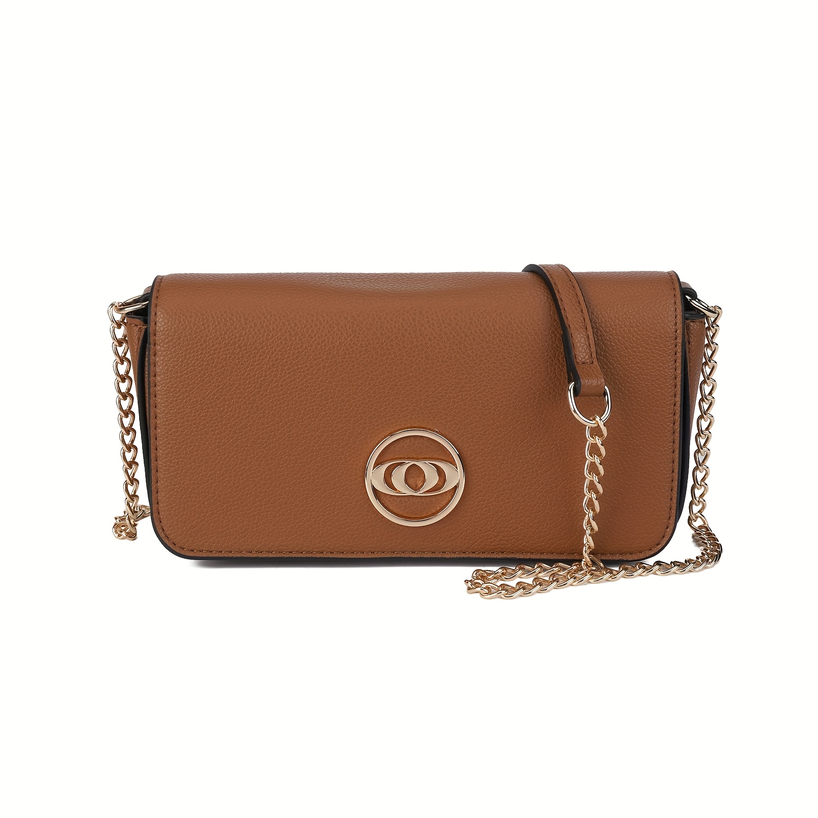 Solid Color Elegant Small Square Bag, Metal Chain Bag, Simple Pu Shoulder Messenger Bag, Commuting Date All-match Women'