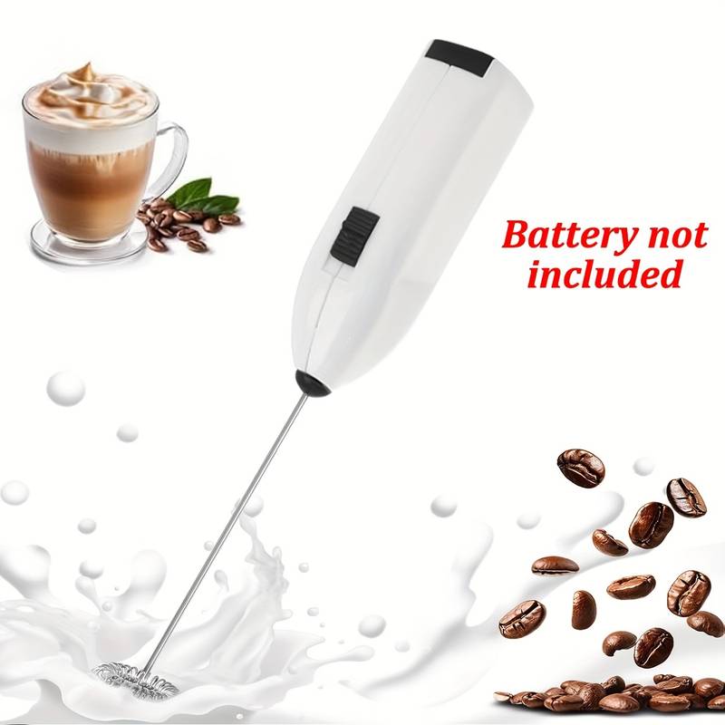 Mousseur à Lait Électrique Portatif - Pour Latte, Cappuccino, Chocolat Chaud - Fouet Inox - 1 Touche - Piles AA - Maison Et Voyage