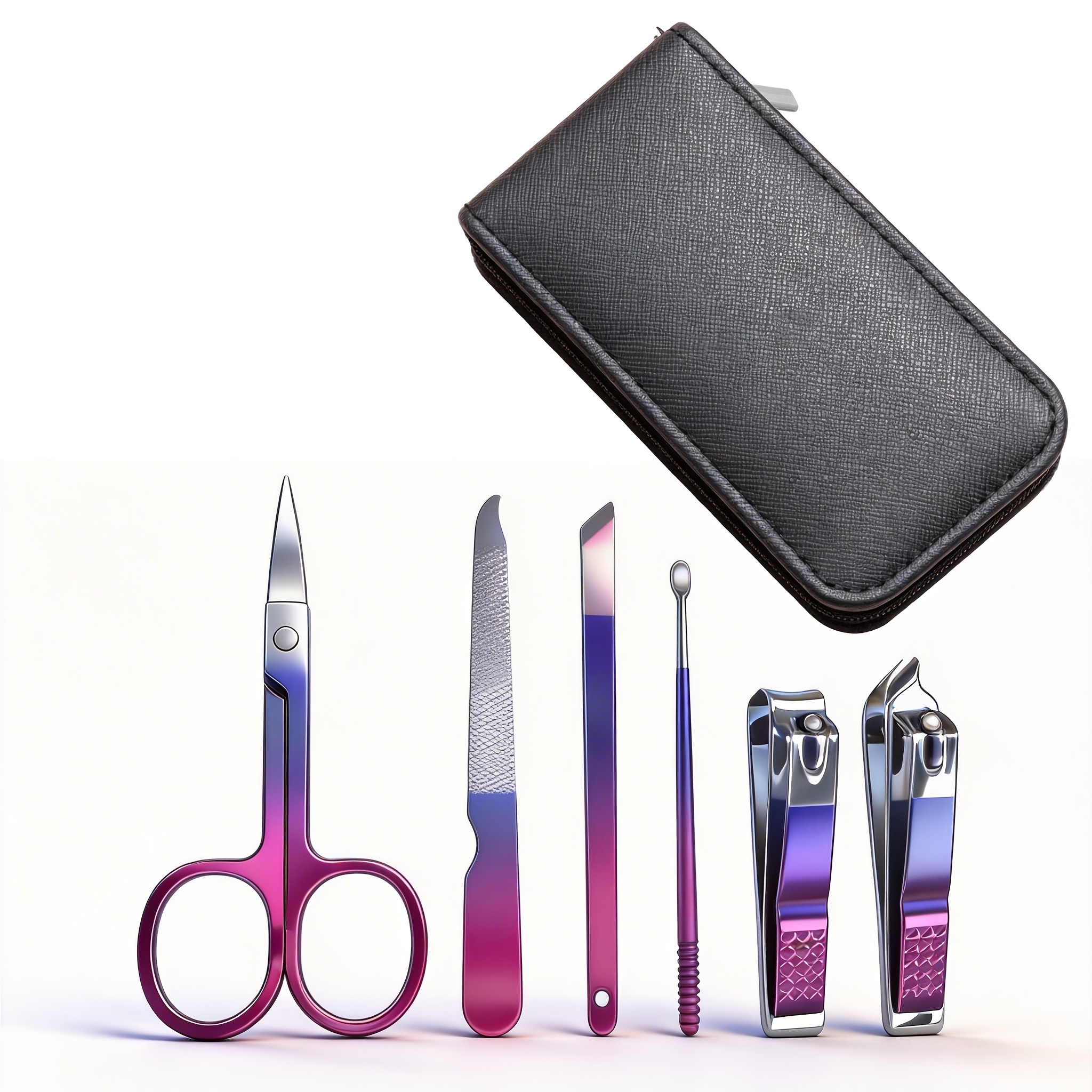 TEMU Portable Professional Baroque Style Purple Nano Gradient Nail Clippers & Manicure/pedicure Tool Kit Suitable For Travel,, Salon - Sharp Durable