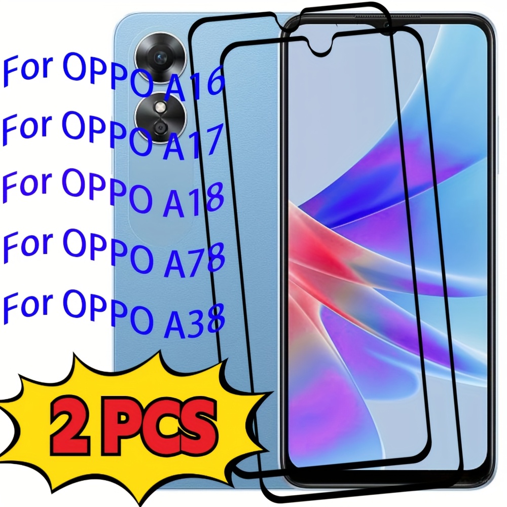 

2-Pack Protecteur d'écran en verre trempé pour OPPO A16/A17/A18/A78/A38, HD 99,9%, Résistance aux rayures 9H, au 3D, Installation facile bulles, Protection d'écran