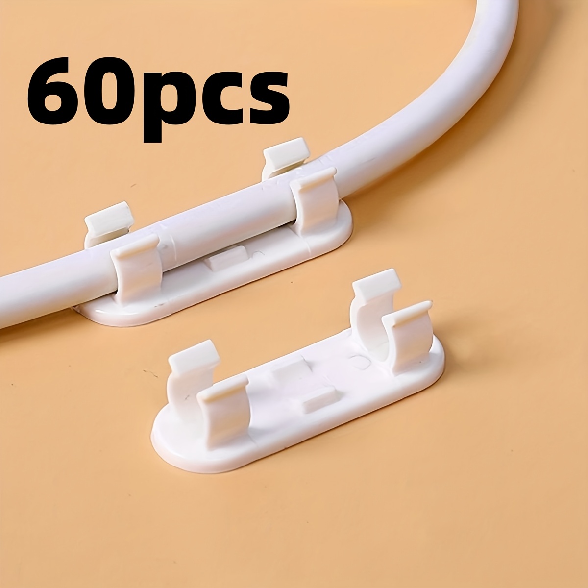 TEMU 60 pièces de pinces à câbles réglables - Organisateurs de fils adhésifs pour TV, PC et câbles Ethernet - des câbles sous bureau et murale pour