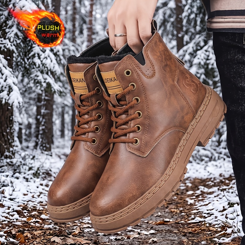 TEMU Lined Thick Warm Men's Boots, Fashionable New Style, Trendy Versatile Outdoor Sports Hiking Trail Running Men's Boots
