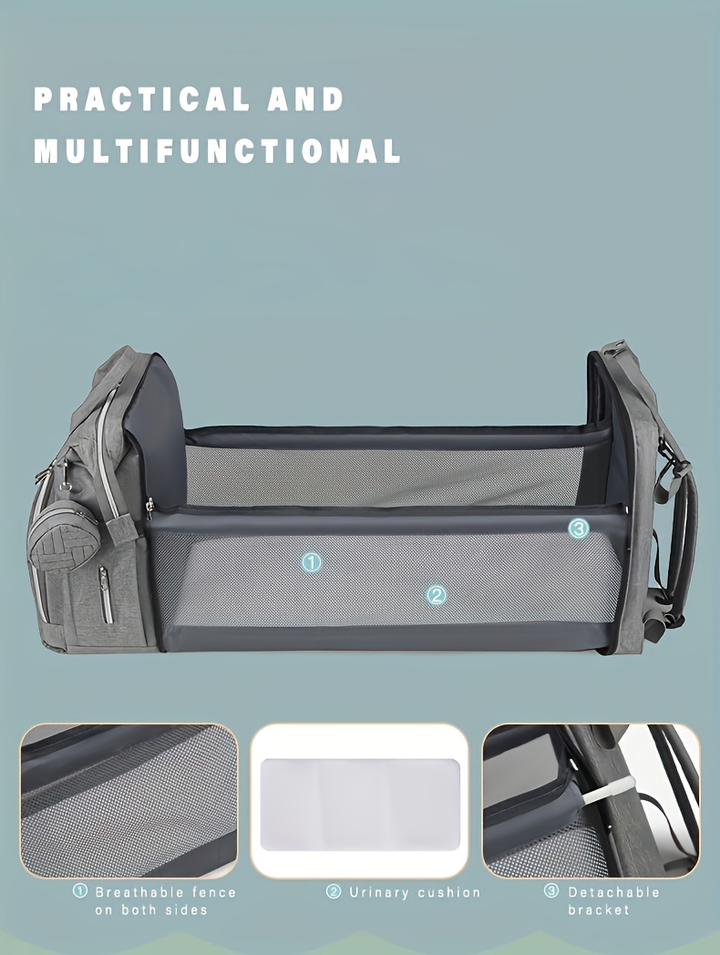 stijlvolle   tas met   capaciteit - multifunctionele luier- en kinderwagen tas met verstelbare riem, rits, polyestervoering, handwasbaar, lichtgrijs,  s tas | stijlvolle   tas | rits tas details 4