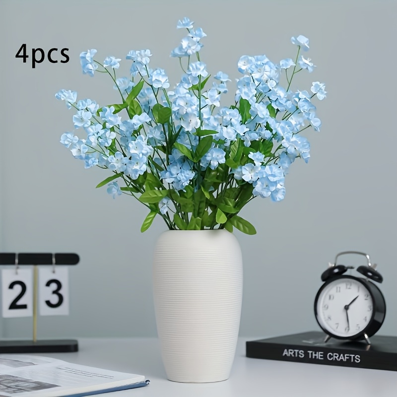 4pcs 3-pronged Cloth Daisy Simulation Flower Decoration Wedding Photography Props -me-not Artificial Flower