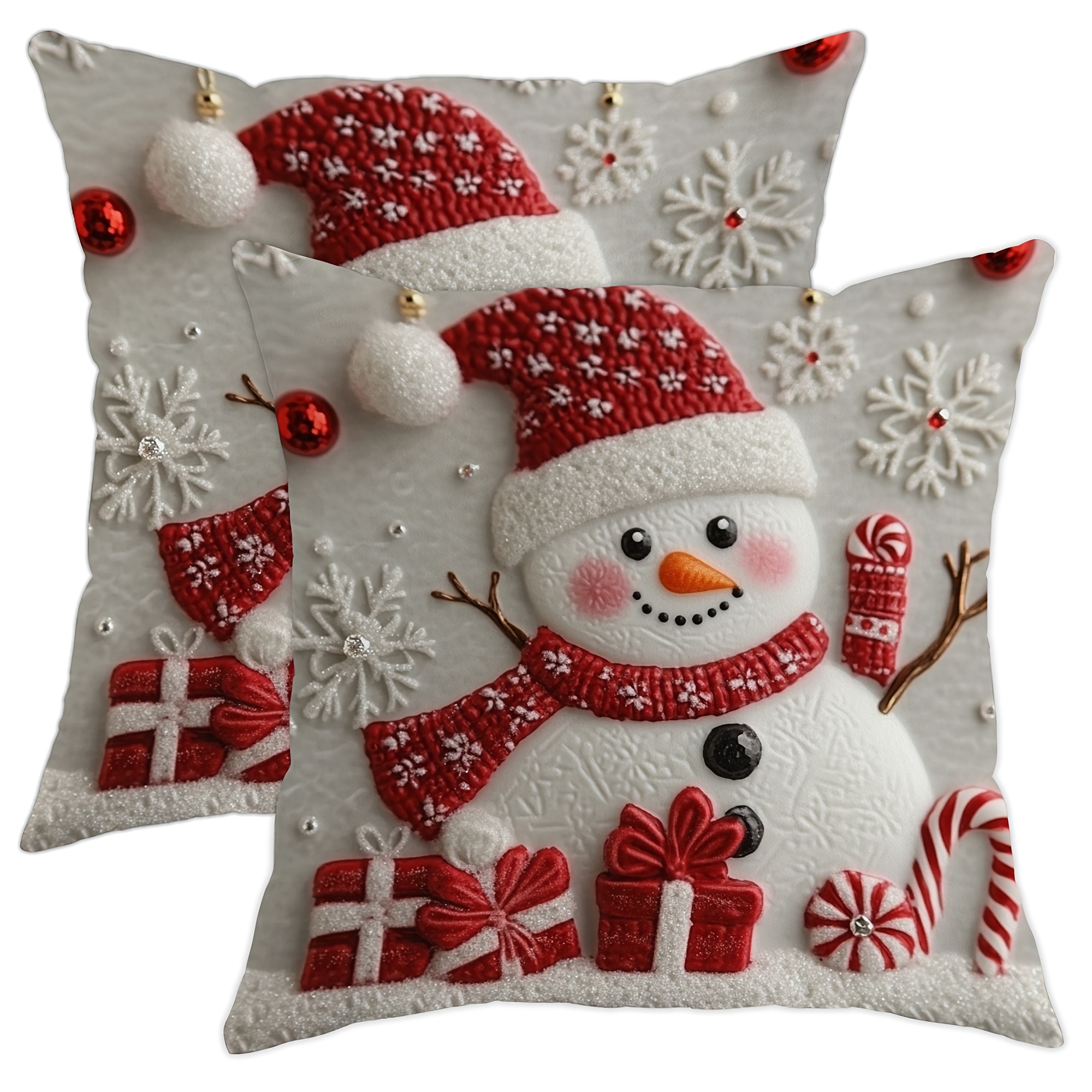 

2pcs Housses de Coussin en Velours de Noël - Design & 3D, & Confortable pour la Décoration de Salon et de Chambre, Fermeture Éclair, Lavable en Machine, Décoration de Noël, Idéal pour Noël