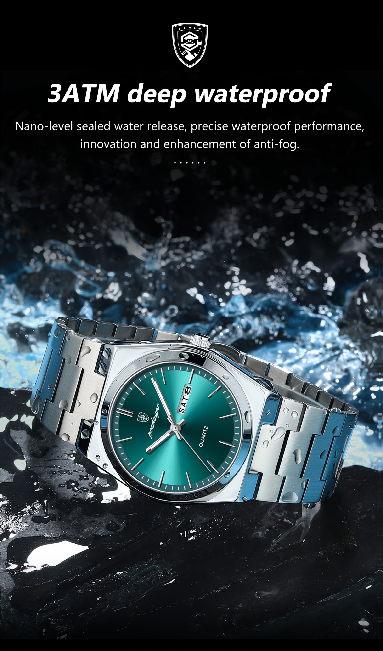   waterproof luminous calendar exceeding   stainless steel mens watch youth business   korean trend quartz wristwatch Product details 7