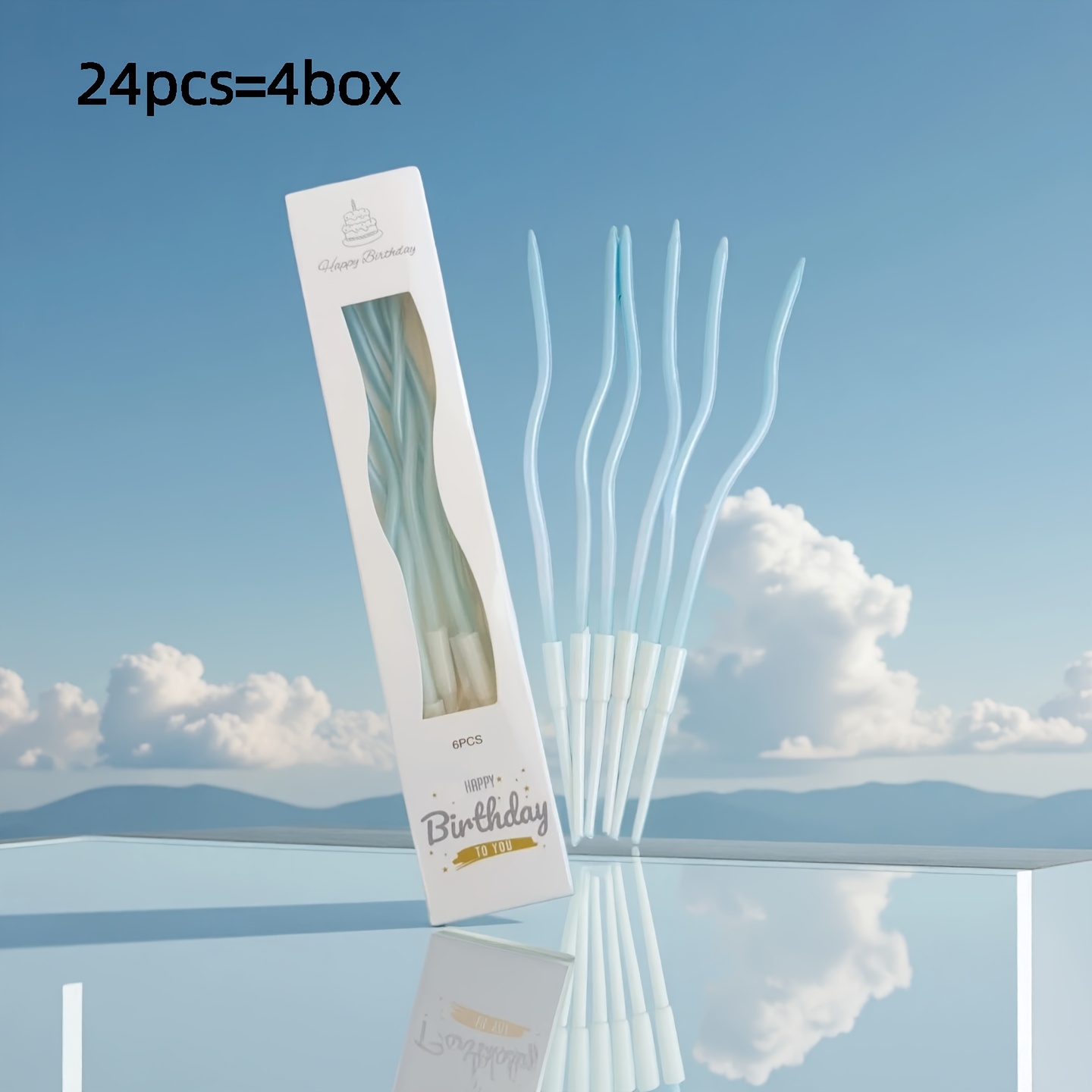 Image of 24 Birthday Candles Spiral Metal Cake Candle Long Thin Coil Cake Candle With Stand For Birthday Wedding Party (pink White Gradient)