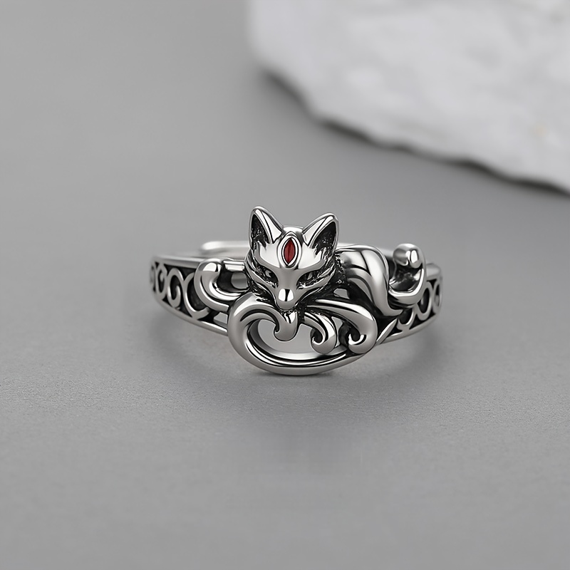 TEMU Bague Réglable Vintage pour Femmes, Bague Renard , Accessoires de Vêtements, Cadeaux de Fêtes