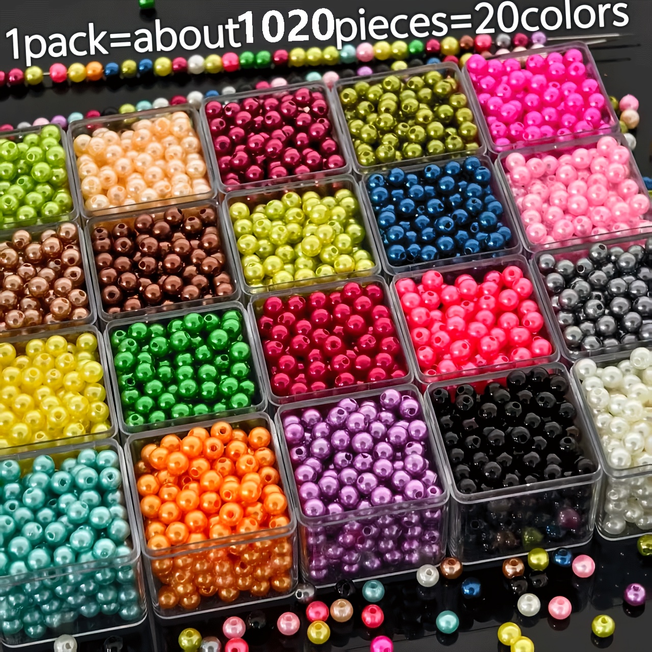 Image of 1020pcs 20-color Mixed Round Beads - 6mm, Suitable For Jewelry Making, Crafts, Bracelets And Necklaces Bead Products, Mobile Phone Chain Additions, Handmade Crafts Products