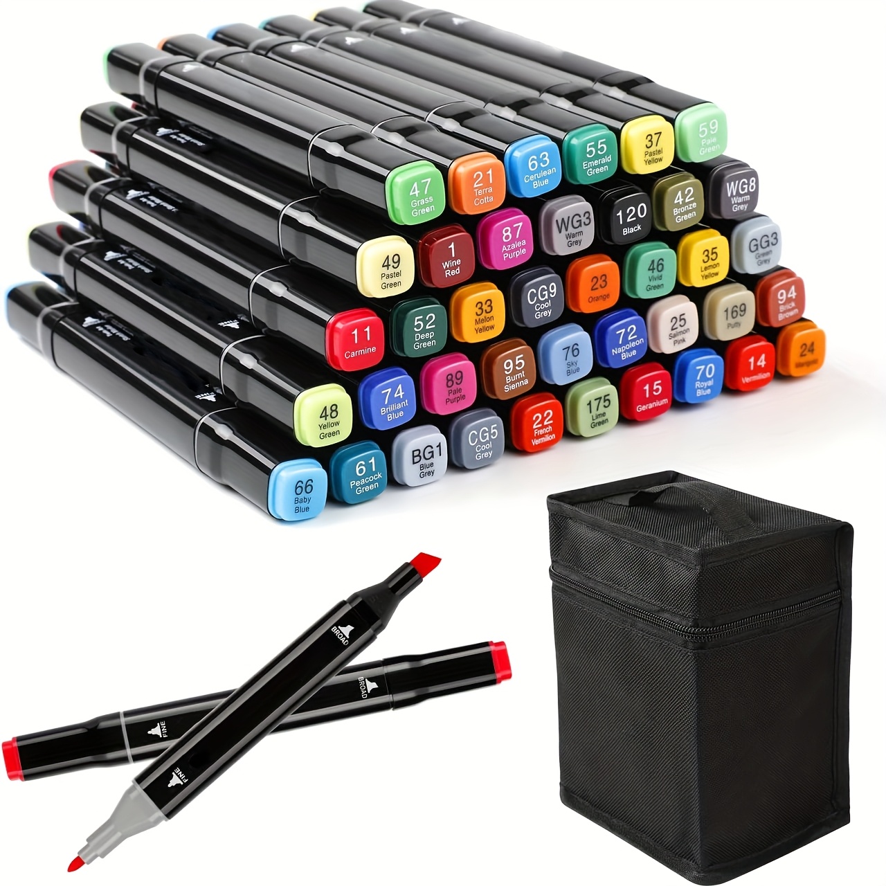 TEMU 40 Colors Dual Tip Art Markers Set, Alcohol-based Drawing Markers Tips, Professional Sketch Markers For Illustration, Coloring, , Card Making,