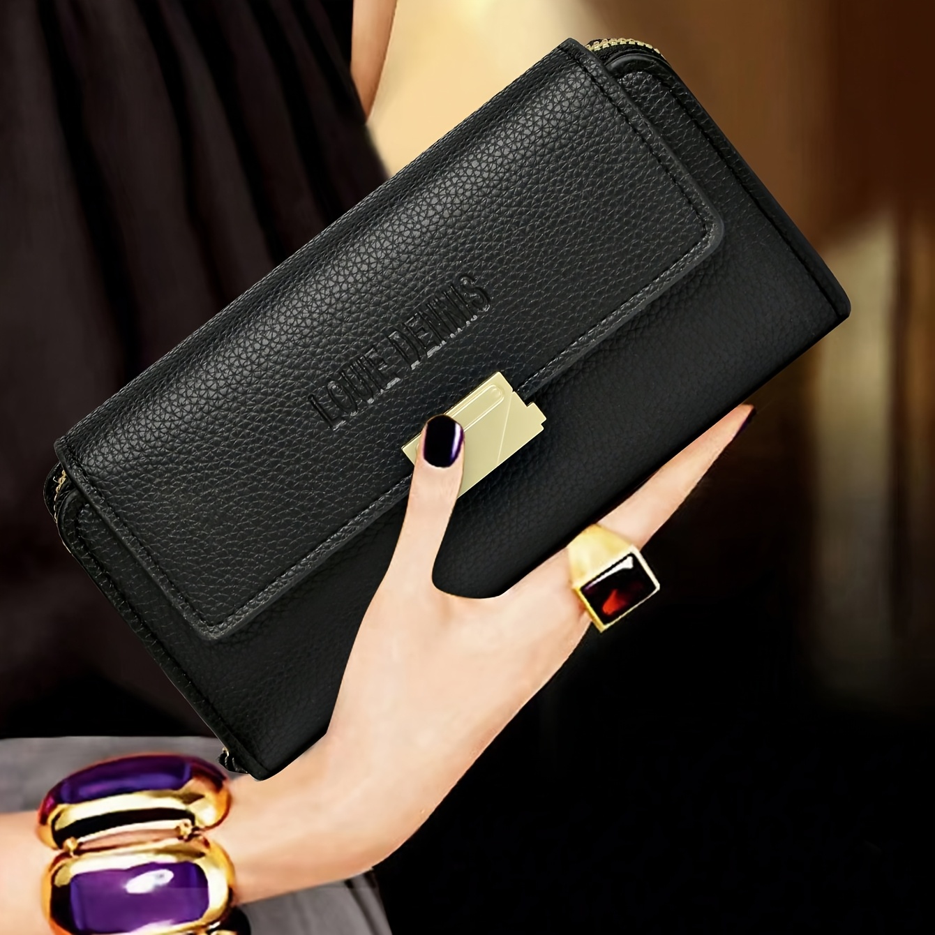 Image of Women's Clutch Wallet - Zipper Closure Handbag With Multi-card Holder, Solid Color Suitable For For, Travel, Everyday, Cash & Card, Compact