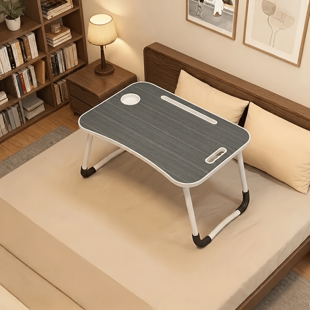 TEMU Plateau de table/bureau pliant portable - Table en bois et bureau d'appoint adapté pour dortoir, , chevet, bureau pliant compact au design