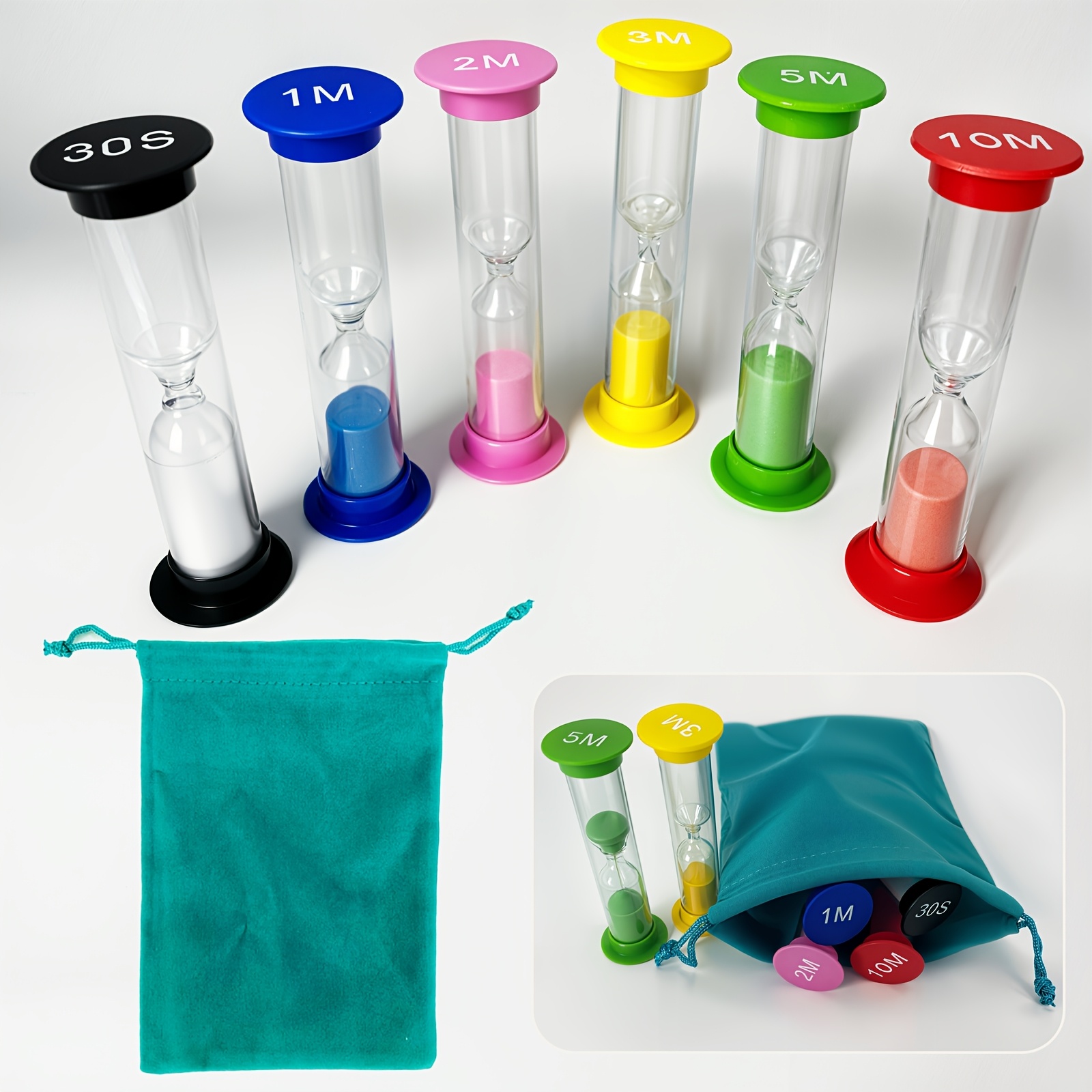 

Set Of 7 Sand Timers – Vibrant Hourglass Sand Clocks With Carrying Bag, Plastic Hourglass Timers For , , 2 Minutes, 3 Minutes, , And , Suitable For Classrooms, Cooking, Games, And Brushing Teeth.