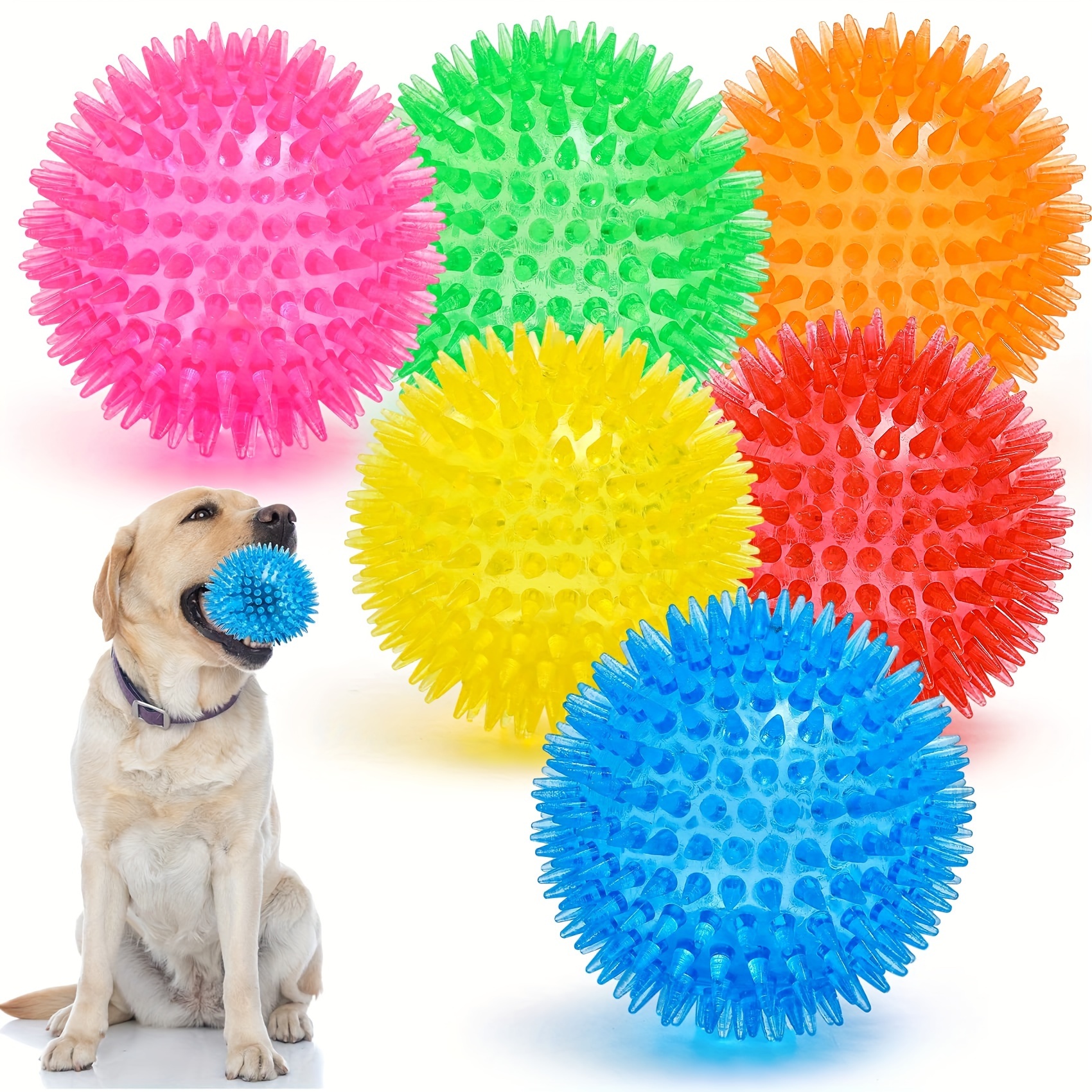 

Squeaky Spiky Dog Balls - Durable Interactive Pet Chew Toys For Teeth Cleaning, Non-toxic Rubber Material, Suitable For Small Breeds, Floats On Water, No Battery Needed