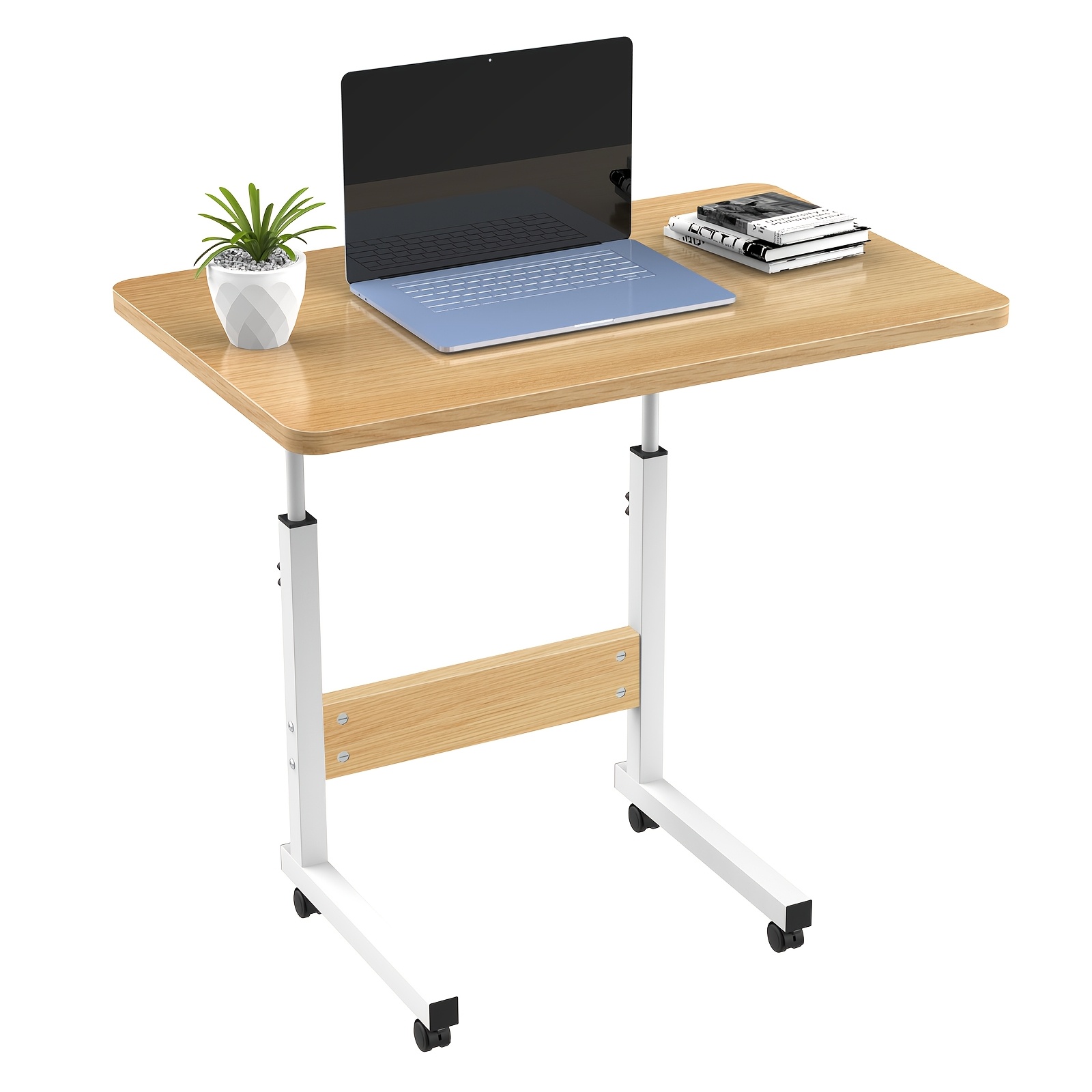TEMU Adjustable Height Rolling Laptop Desk, Mobile Stand Up Desk With Wheels Small Computer Desk Rolling Desks, Portable Laptop Desk For Home