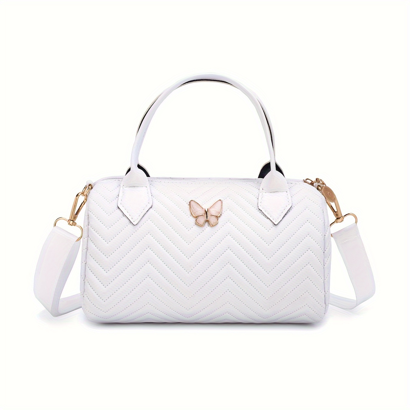 New Hardware Embossed Fabric Wavy Pattern Travel Shoulder Crossbody Bag Women's Casual Makeup Bag