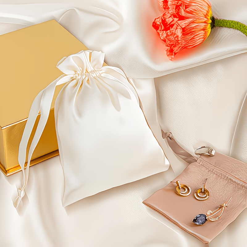TEMU Gift For Her/him 20pcs Custom Logo Personalized Satin Drawstring Bags, Ring Earring Pouches, Wedding Gift Packaging Bags, Christmas, Halloween