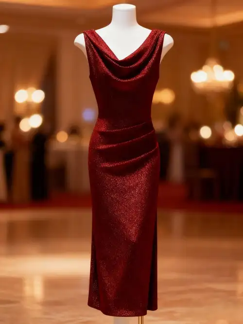 red dress temu Elegant Red Bling Bling Backless Wedding Bridesmaid Dress