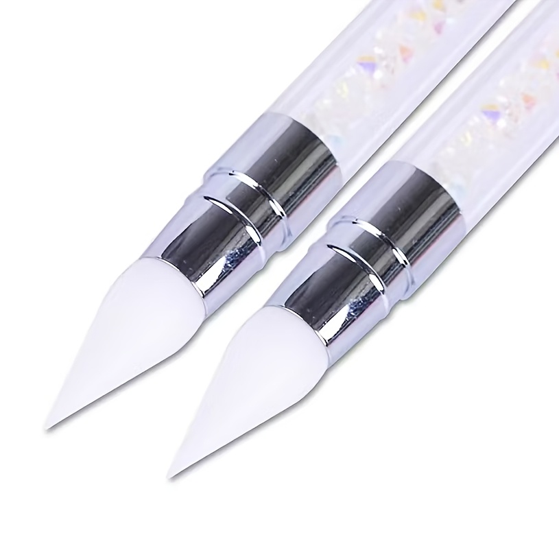 2 Nail Art Brushes for 3D Carving & Glitter Painting