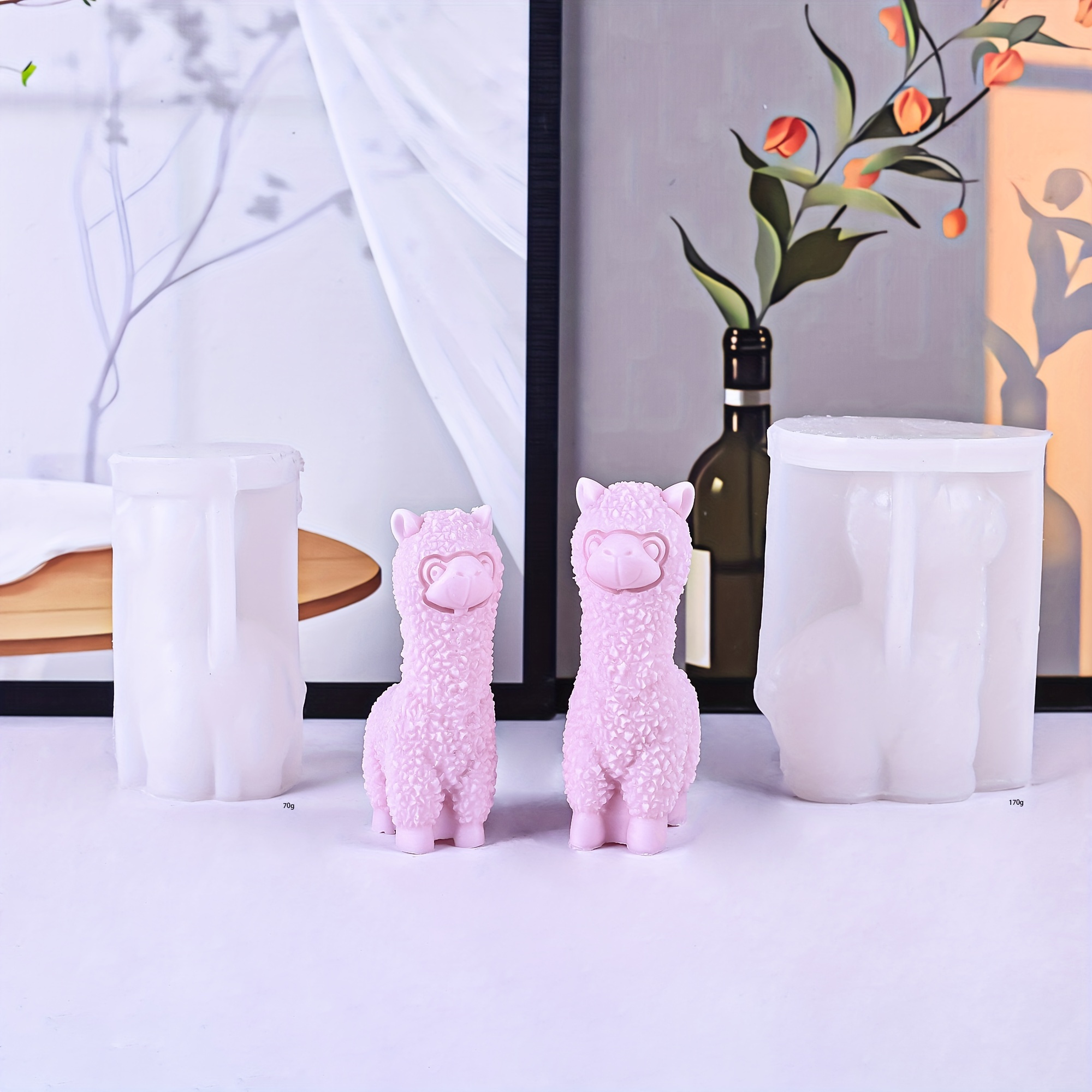 

Silicone Alpaca Molds 2pcs Set, Diy Aromatherapy Plaster Candle Craft Molds, Realistic Animal Themed Irregular Shaped Molds For Decorative Crafting