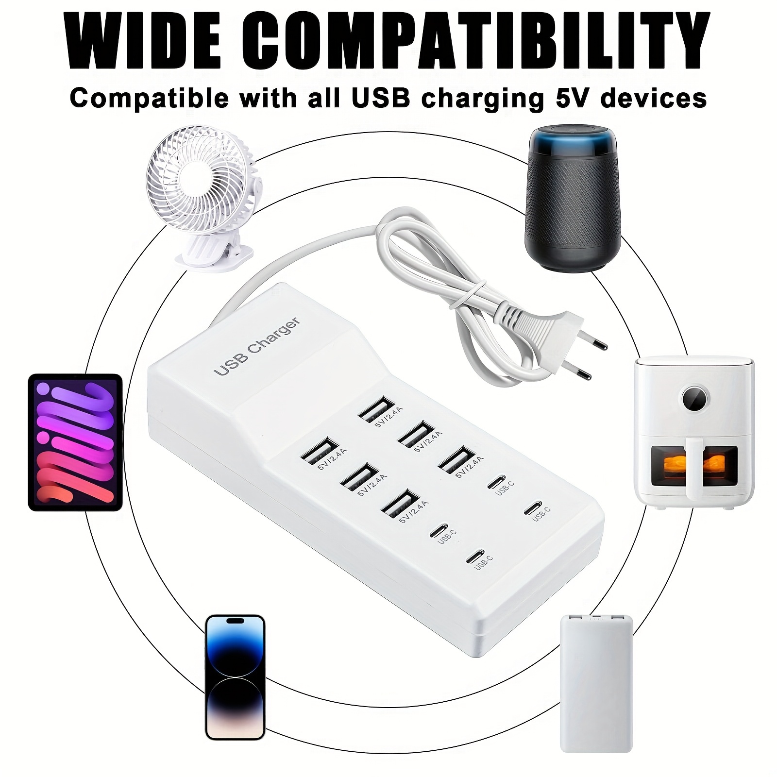 10 port gan usb charging station w eu charging for multiple devices safety certified Product details 3