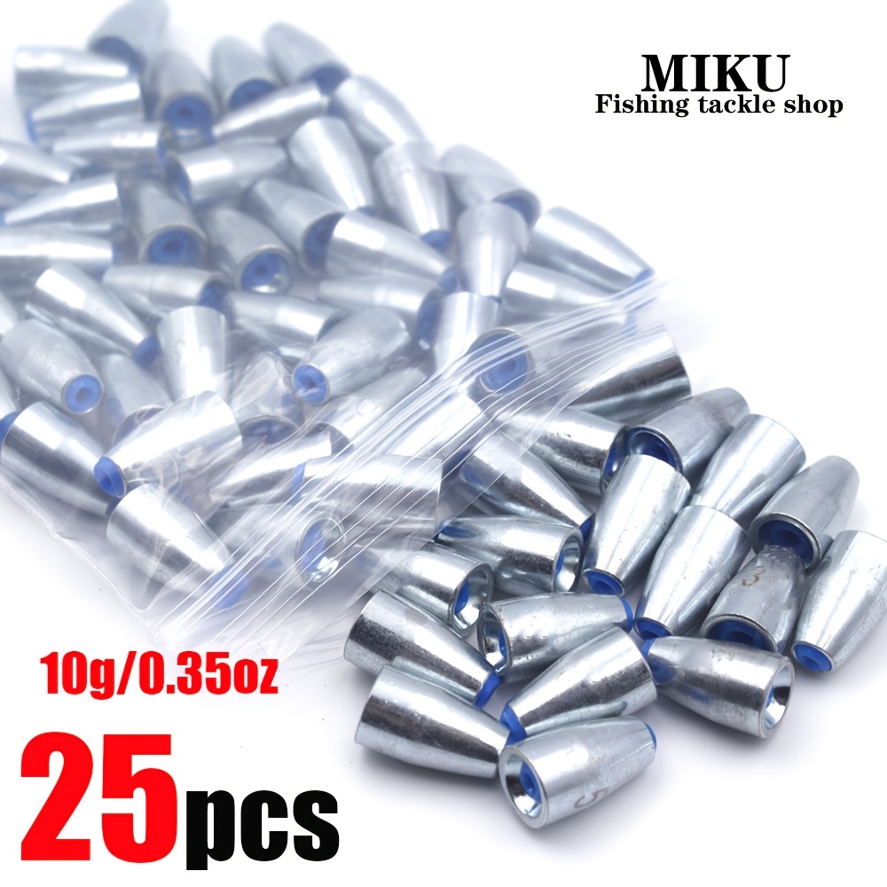 Image of 25pcs Of High-quality Carbon Steel Fishing Sinkers, In Multiple Models Including 0.12oz, 0.18oz, 0.25oz, 0., 0.49oz And 0.71oz - Suitable For Fishing And Texas Rigs.